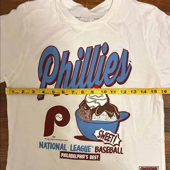 Mitchell & Ness White Philadelphia Phillies Unisex Tee - Youth M, NWT - Picture 6 of 9